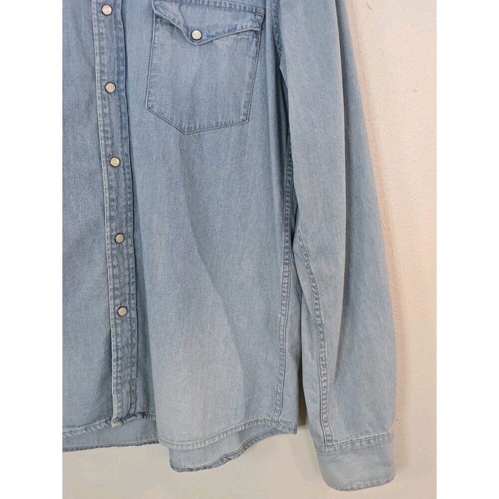 & Other Stories Denim Western Shirt Womens Large Chambray Snap Button Blue - Picture 5 of 11